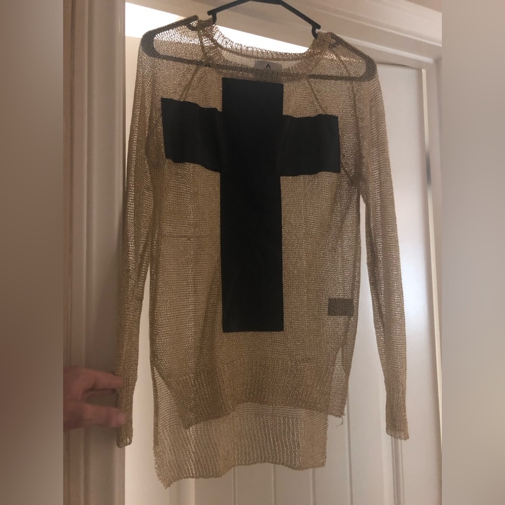 Xs UNIF Gold Mesh VNeck Sweater